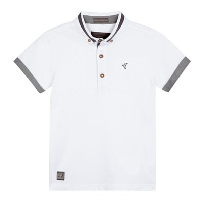 Boys' white contrast polo shirt